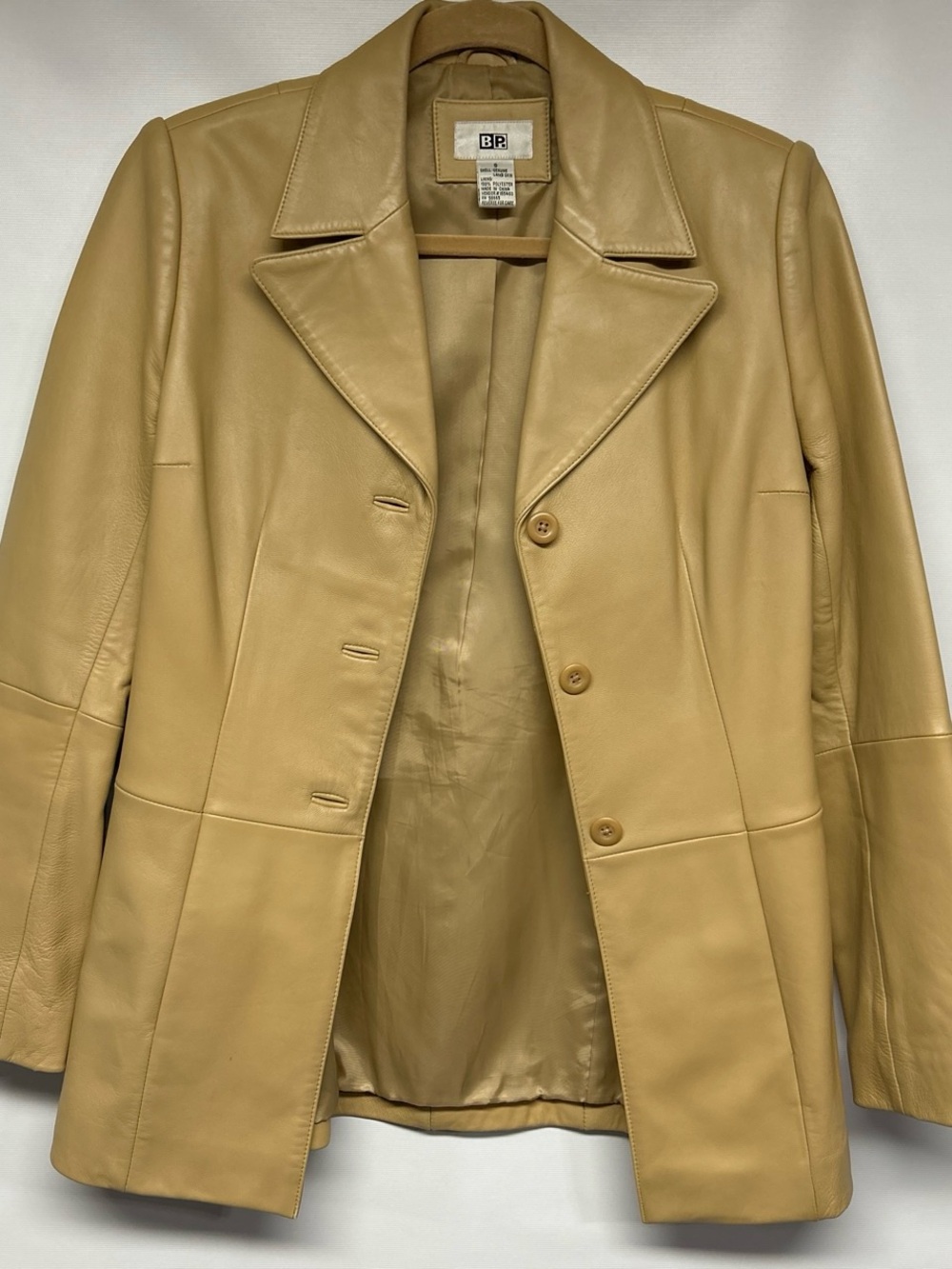 bp Women's Tan Leather Button Front Jacket